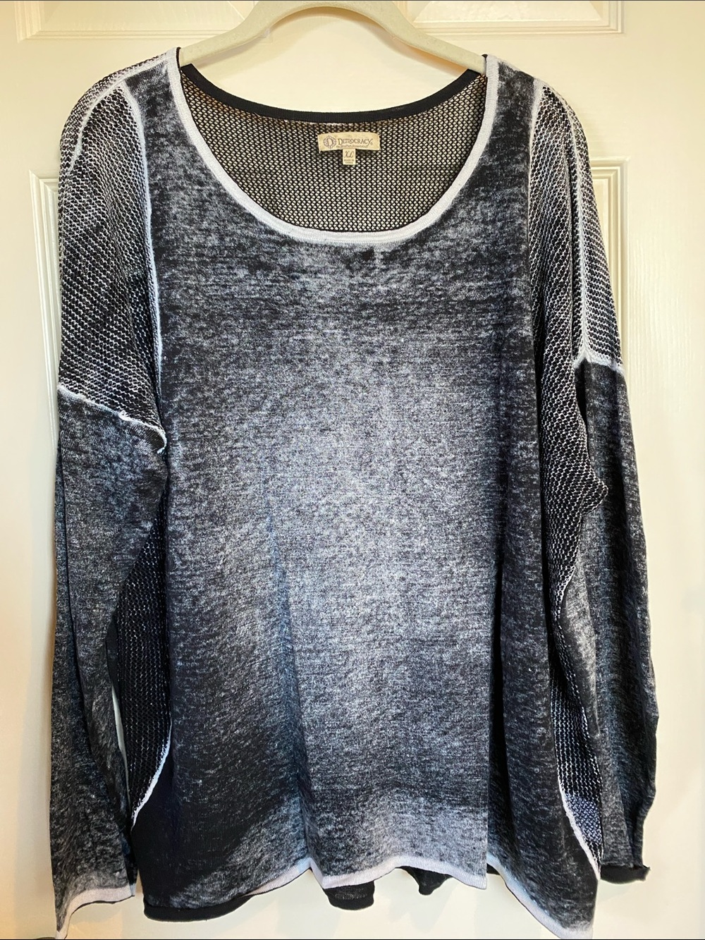 Democracy Washed Black Scoop Neck Lightweight Sweater